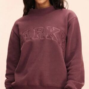 NIB L/XL Parke Monochrome Varsity Mockneck Sweatshirt Eggplant